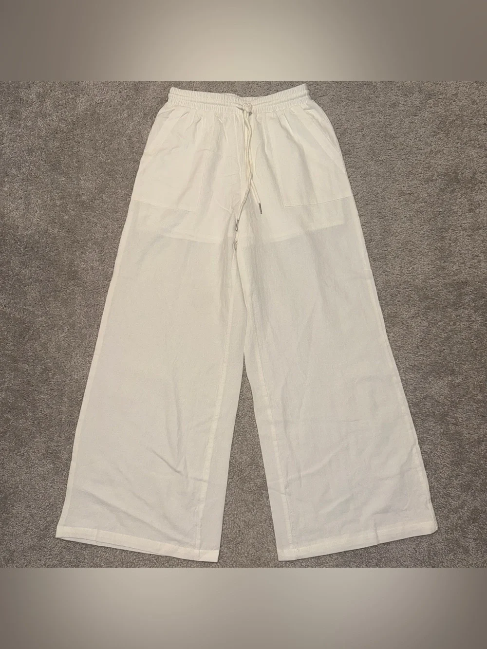 SHEIN White Wide-Leg Drawstring Sweatpants